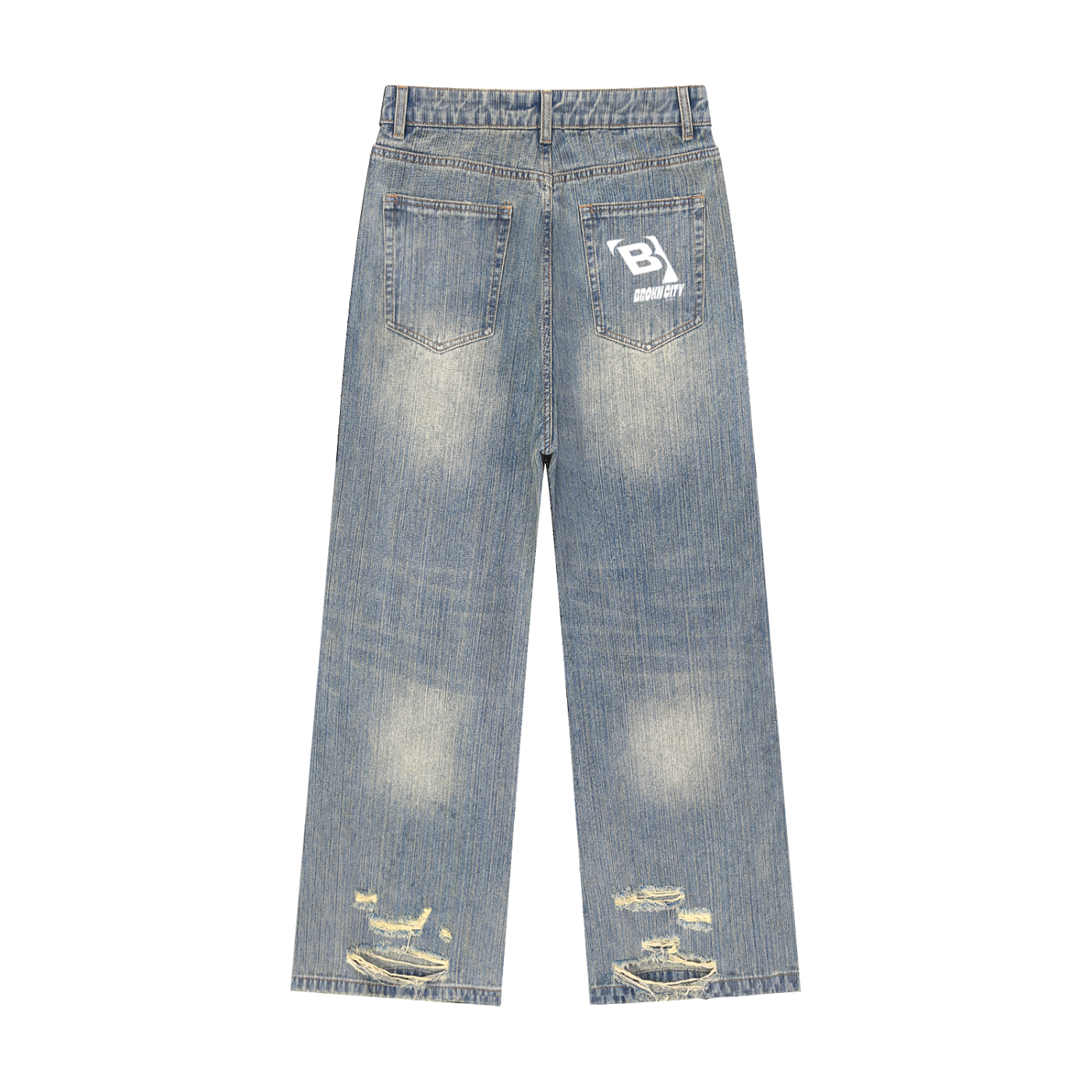 BROKNCITY Vintage Distressed Denim Jeans