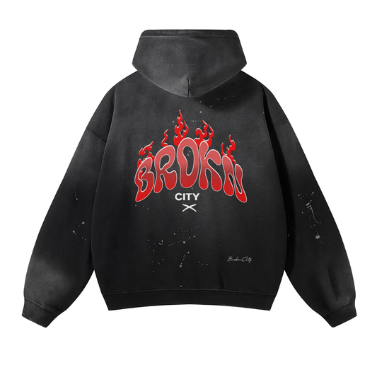 BROKNCITY Vintage Flame Hoodie